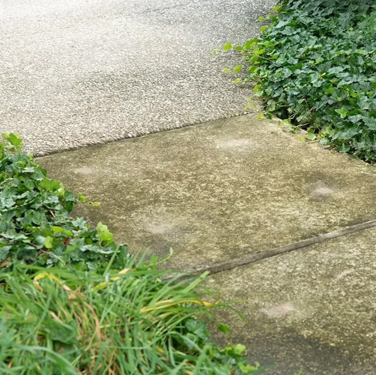 Sunken walkway slab before lifting